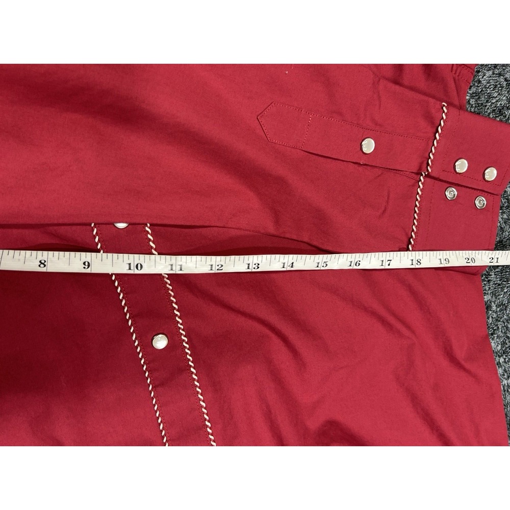 Salvaje Oeste Men's Large Red/Silver Western Cotton Blend Shirt (C9) - Picture 7 of 7